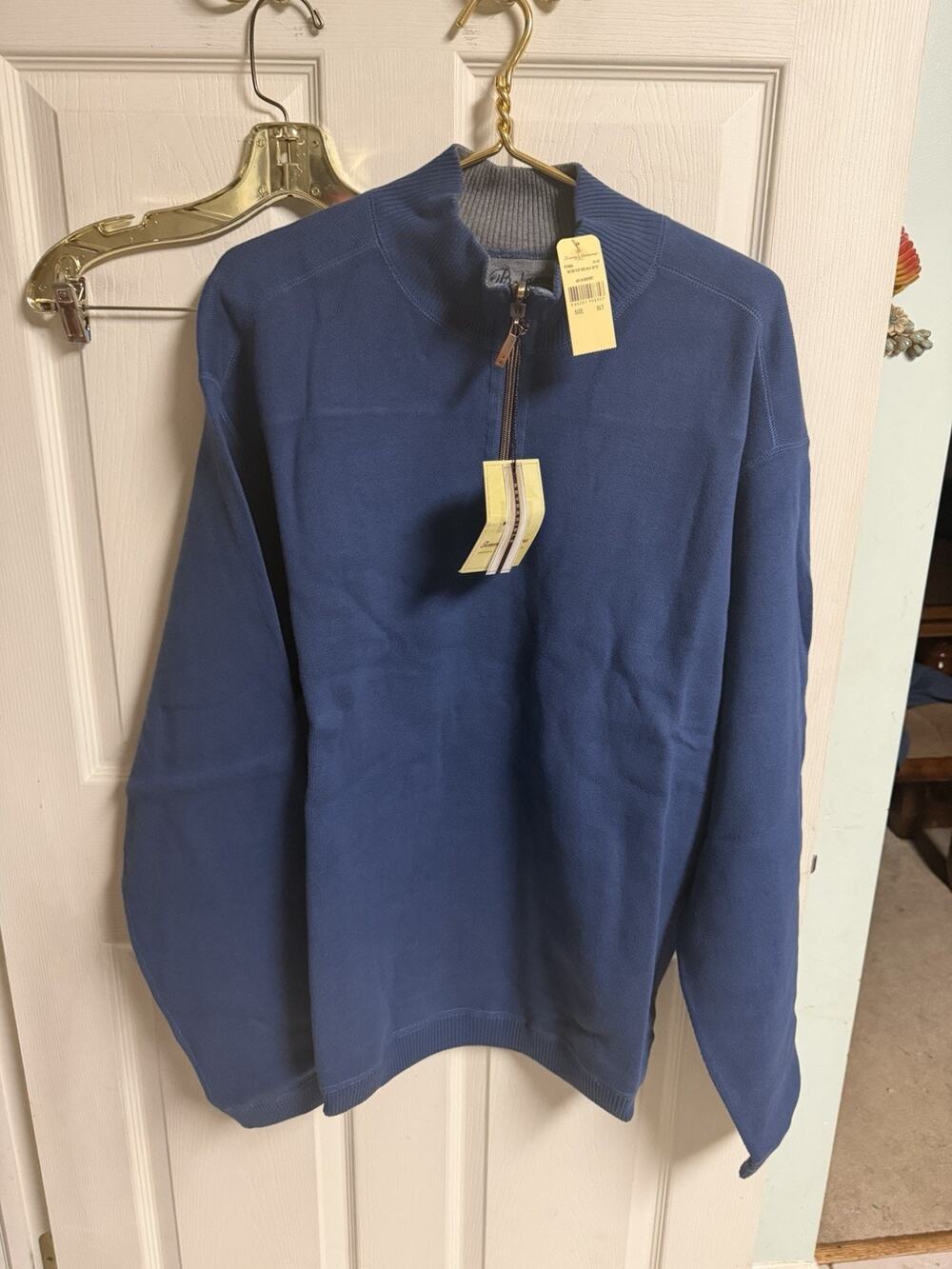 Tommy Bahama Reversible Sweater Mens XLT Blue Quarter Zip Pullover Outdoor 52w